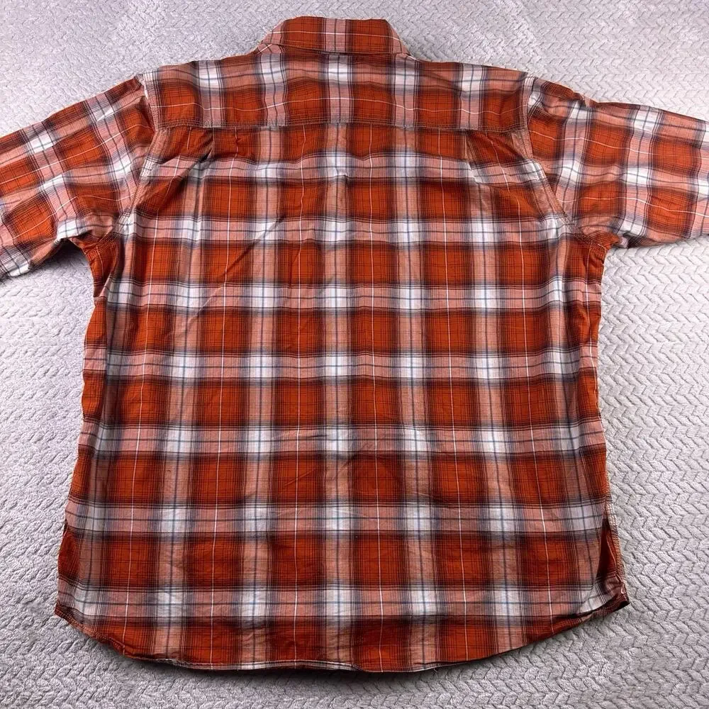 Carhartt Men’s‎ XL Pearl Snap Orange Plaid Relaxed Fit Rugged Flex